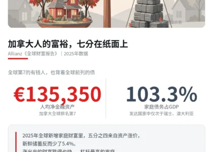 加拿大人越变越富？Allianz最新报告：纸面财富全球第七，债务杠杆也排全球前列