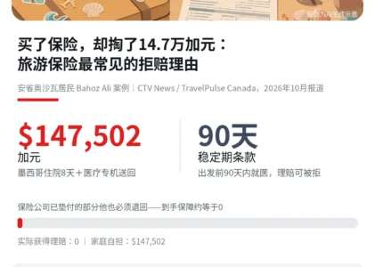 买了保险，却掏了14.7万加元：旅游保险最常见的拒赔理由