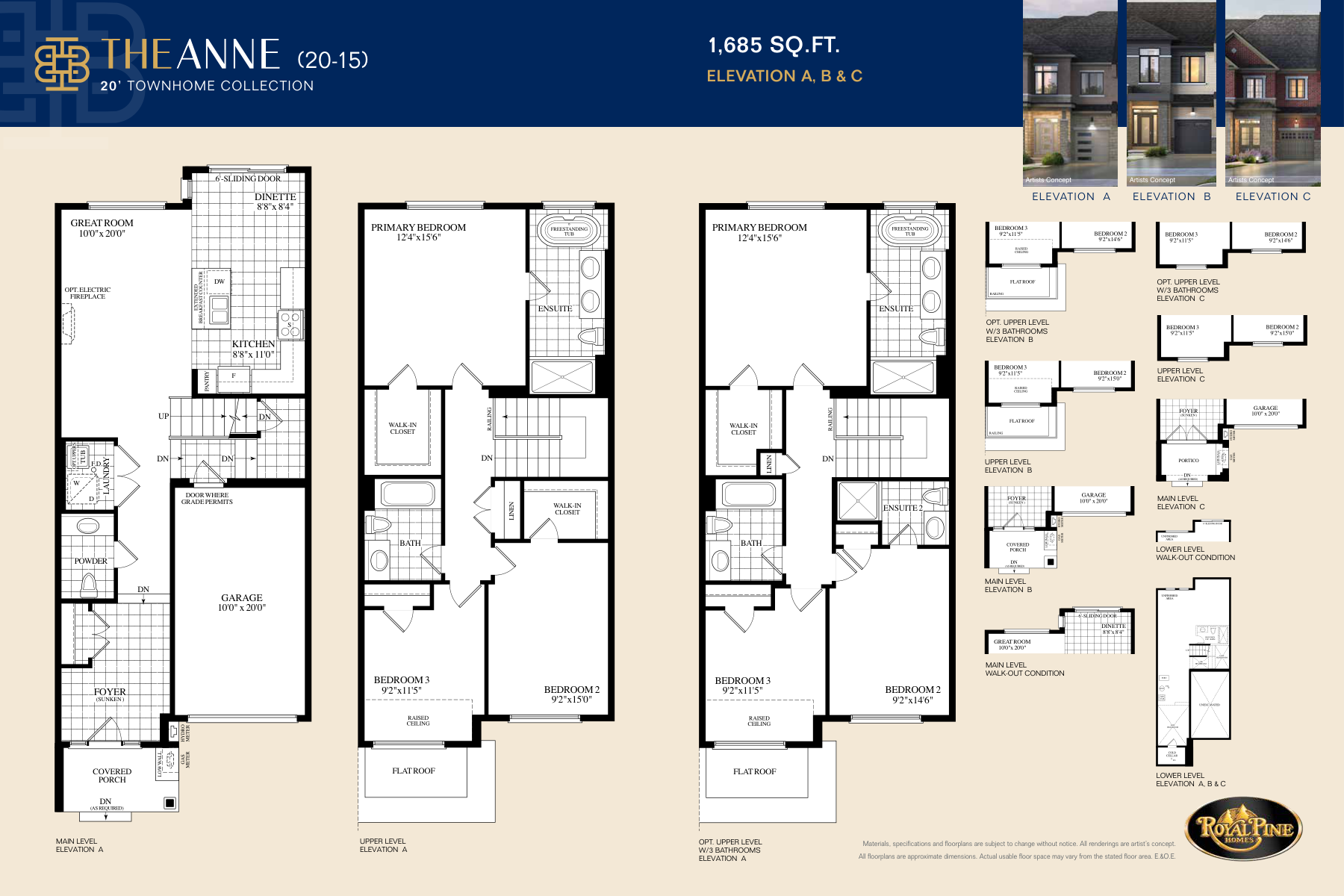 Bayview Heights Phase 2 · The Anne 户型图（20 尺 Townhome Collection）